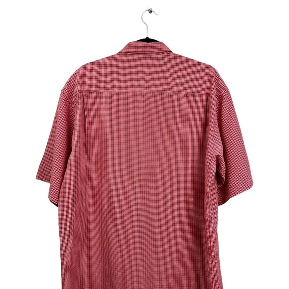 Bugatchi Uomo Plaid Shirt Button Down Short Sleeves Pen Pocket Red White‎ Men XL - Picture 6 of 6